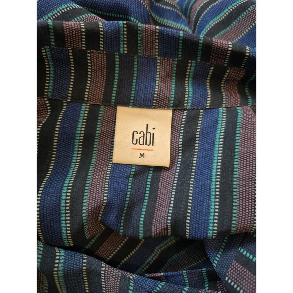 Cabi Womens Alex Button Down Top Blouse Size Medium Blue Purple Striped Sheer - Picture 4 of 4